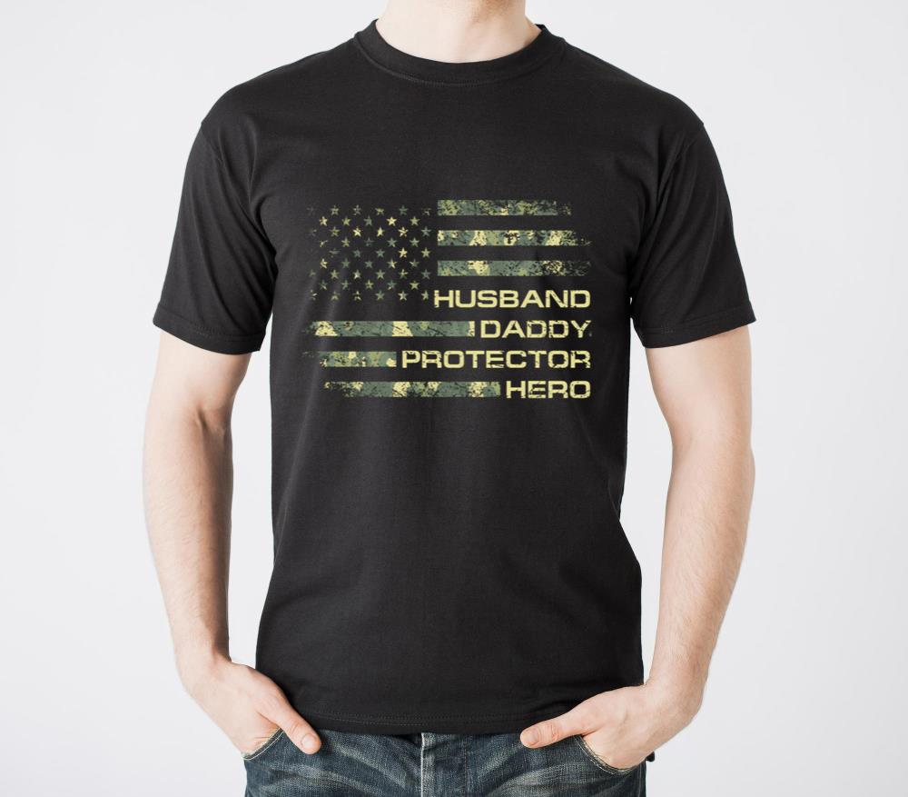 Husband Daddy Protector Hero Fathers Day Flag - Unisex Standard T-Shirt