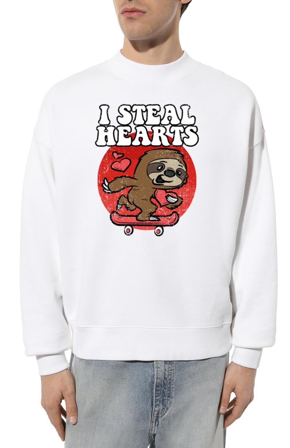 I STEAL HEARTS SLOTH RIDING SKATEBOARD copy - Unisex Sweatshirt