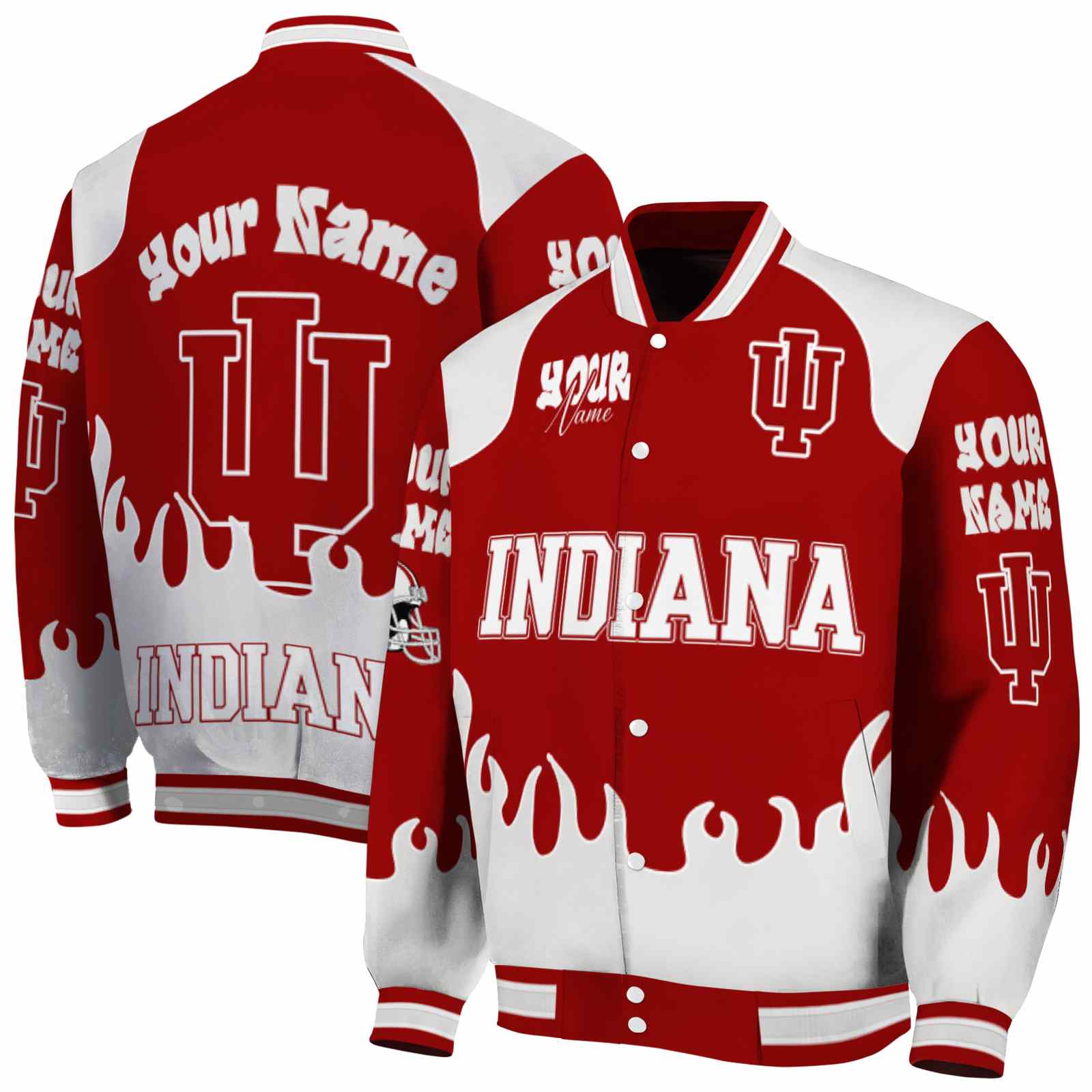 Indiana Hoosiers Fire Graphic Red NCAA Jacket Personalized For Football Fans
