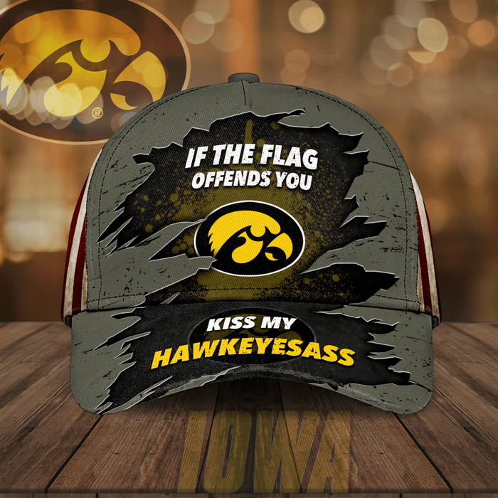 Iowa Hawkeyes If The Flag Offends You Kiss My Hawkeyesass 3D Classic Baseball Cap CNI2189