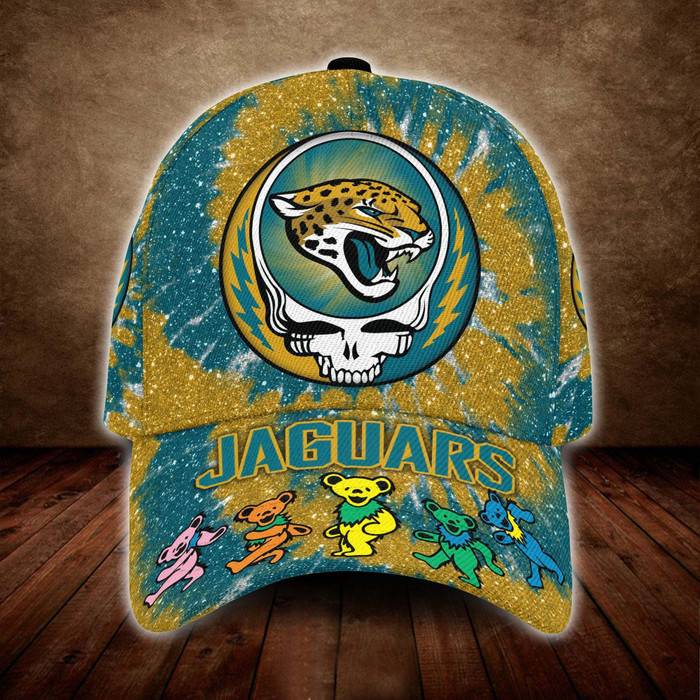 Jacksonville Jaguars Grateful Dead Band 3D Baseball Cap Blue Yellow CNI476