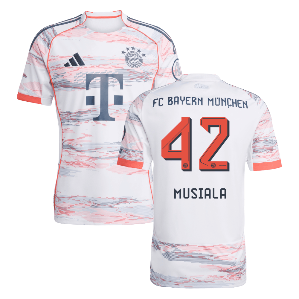 Jamal Musiala #42 Bayern Munich 2025-26 Away Men Jersey - White