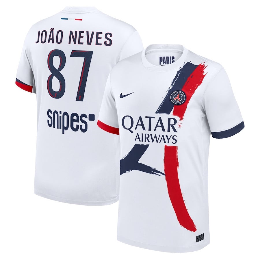 Joo Neves 87 Paris Saint-Germain 2024/25 Away Men Jersey - White