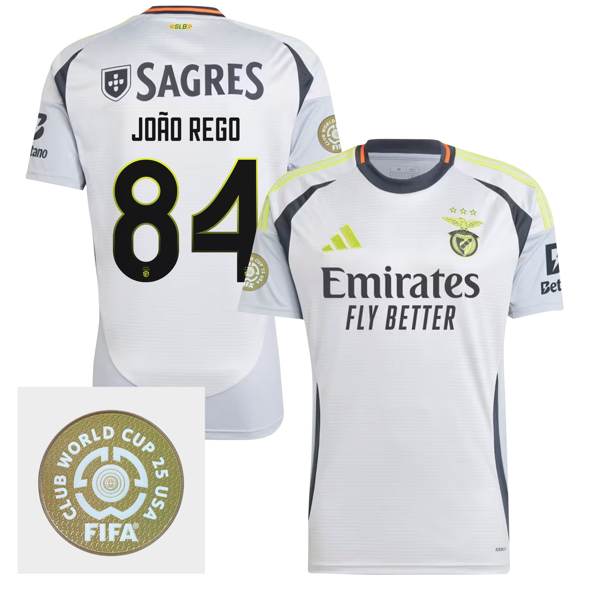 Joo Rgo 84 S.L. Benfica 2024/25 FIFA Club World Cup 25 USA Patch Third Men Jersey - White