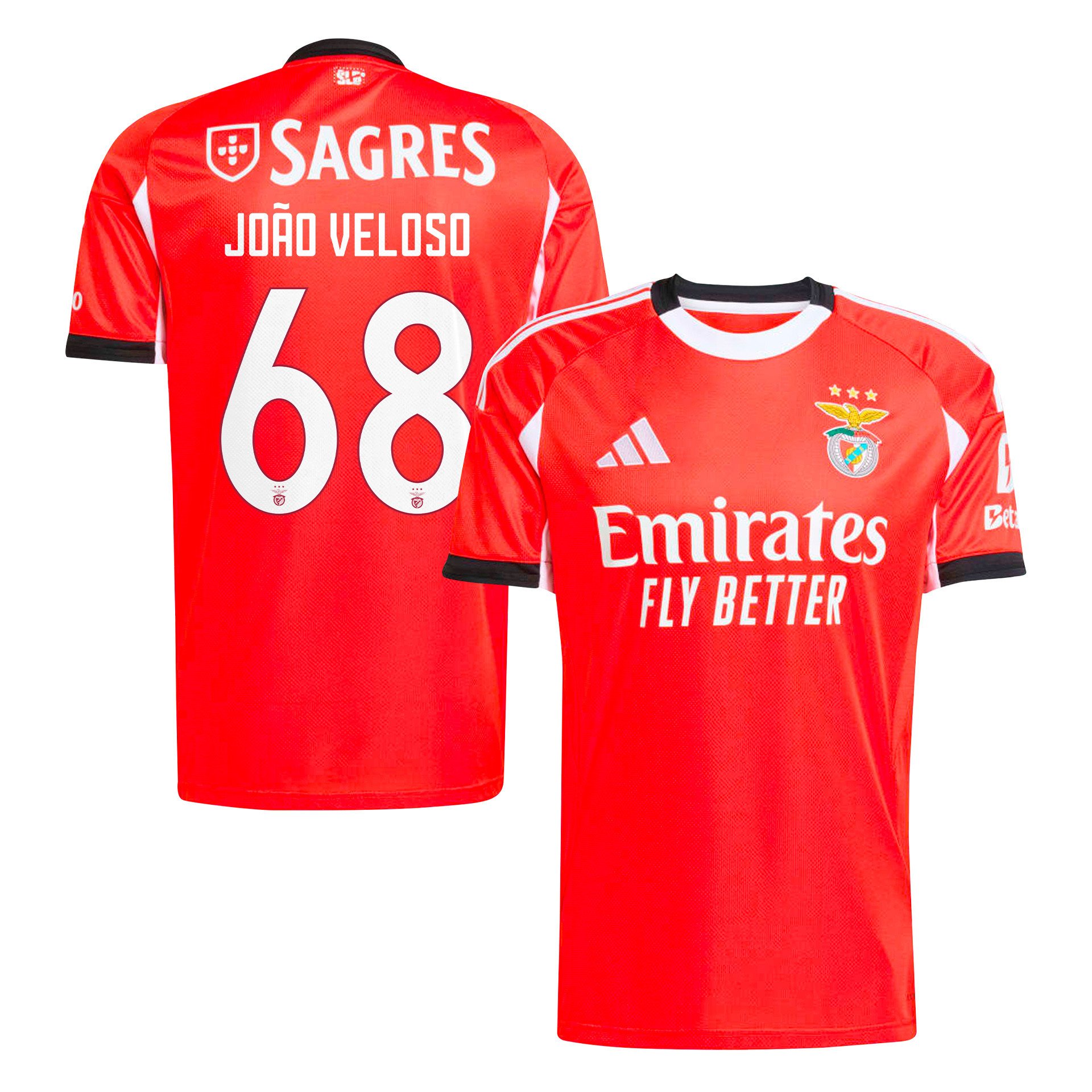Joo Veloso 68 SL Benfica 2025/26 Home Men Jersey - Red