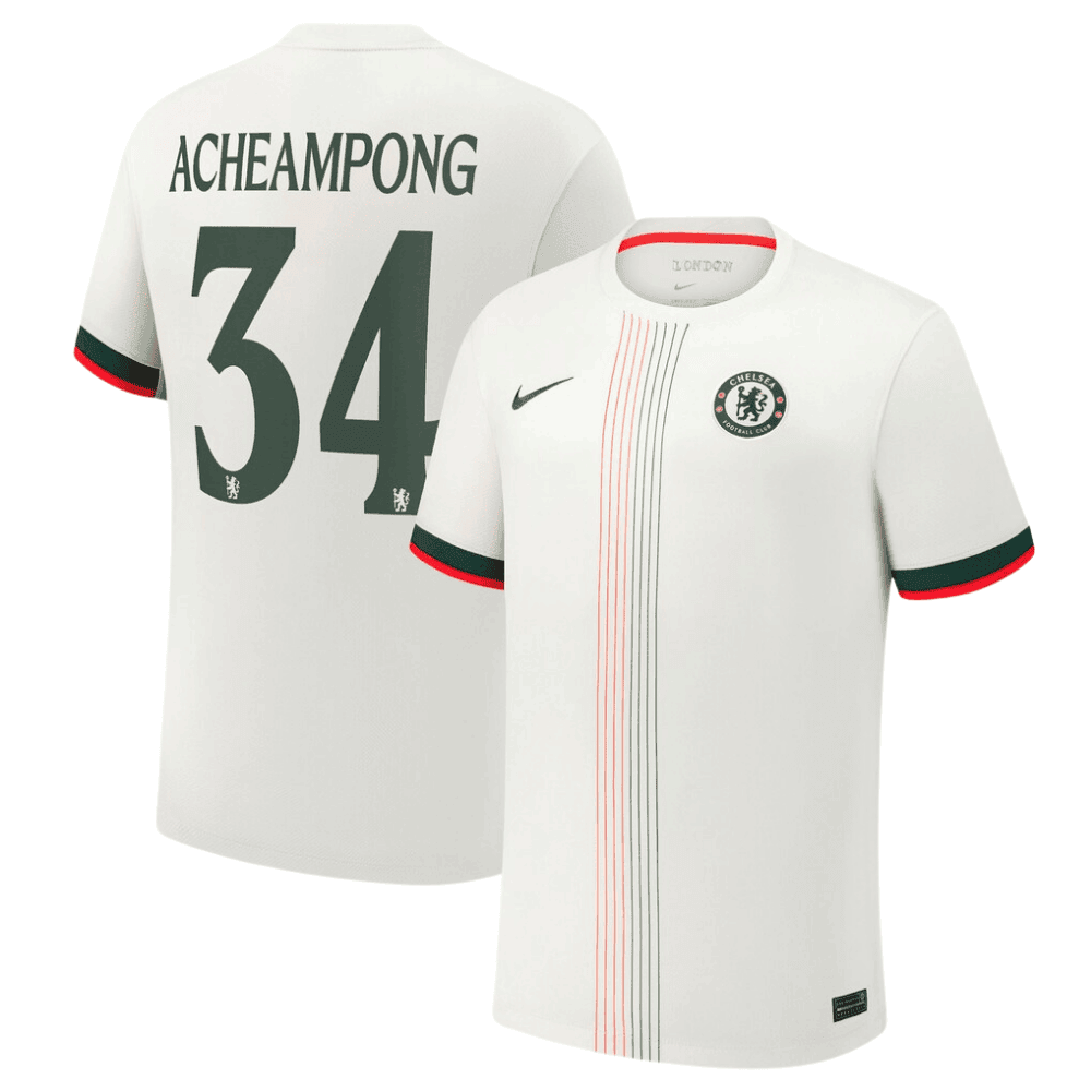 Josh Acheampong 34 Chelsea 2025/26 Cup Away Men Jersey - White