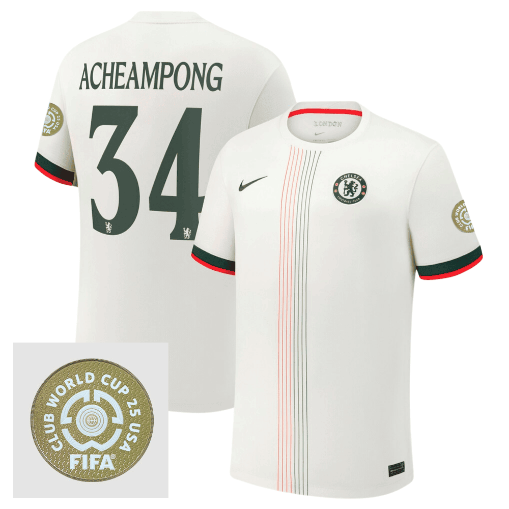 Josh Acheampong 34 Chelsea 2025/26 FIFA Club World Cup 25 USA Patch Away Men Jersey - White