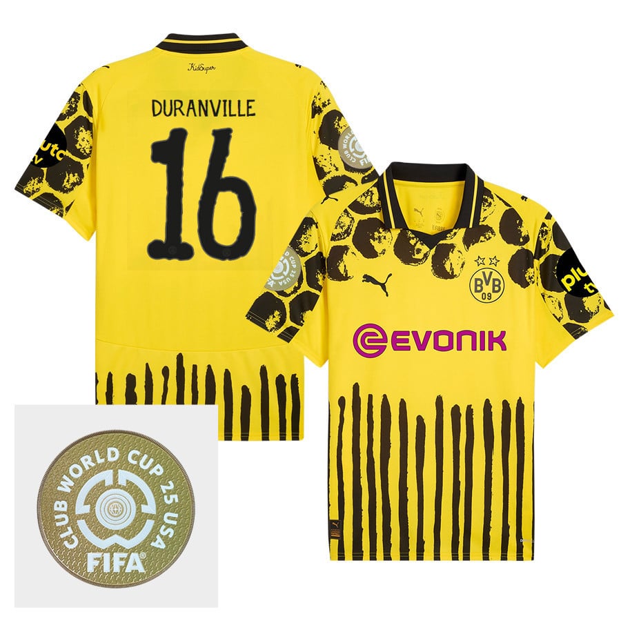 Julien Duranville 16 Borussia Dortmund x KidSuper 2025/26 FIFA Club World Cup 25 USA Patch Men Jersey - Yellow