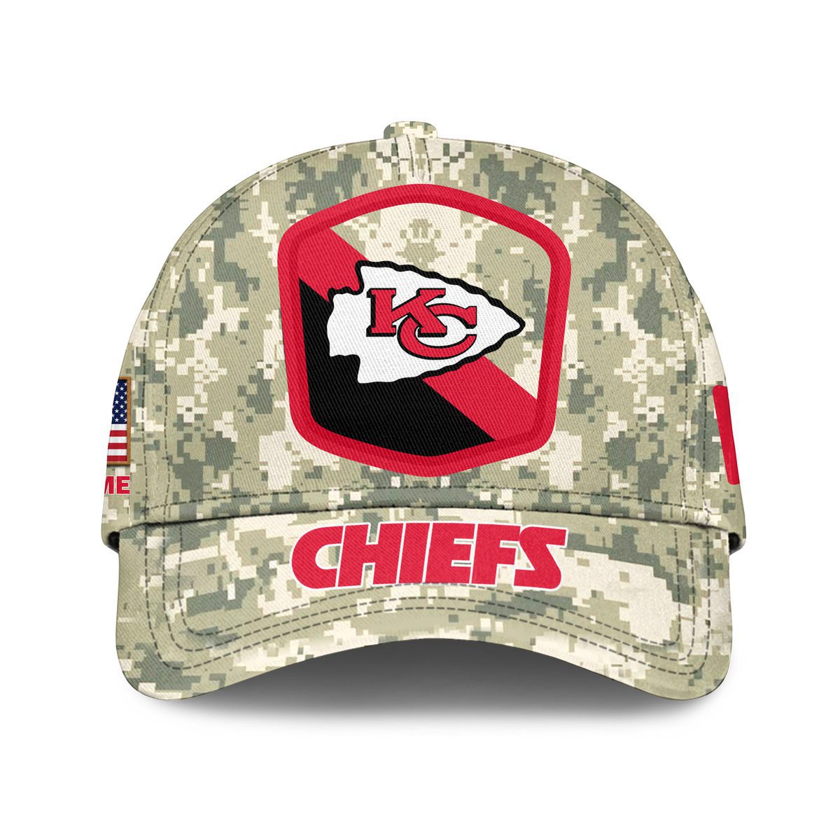 Kansas City Chiefs Camo Salute To Service Personalized Classic Baseball Cap