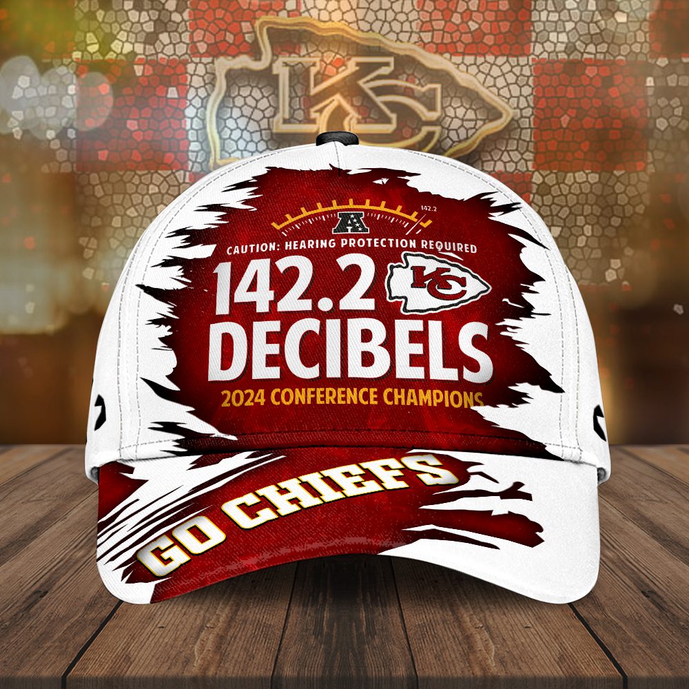 Kansas City Chiefs Classic Cap Caution Hearing Protection Required 142.2 Decibels
