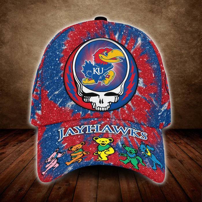Kansas Jayhawks Grateful Dead Band 3D Baseball Cap Red Blue CNI261