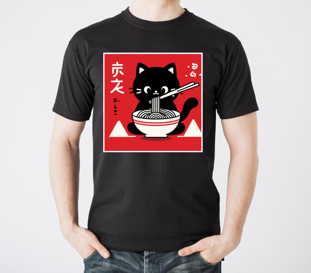 Kawaii Cat Charm in Retro Japanese Ramen Style - Unisex Standard T-Shirt