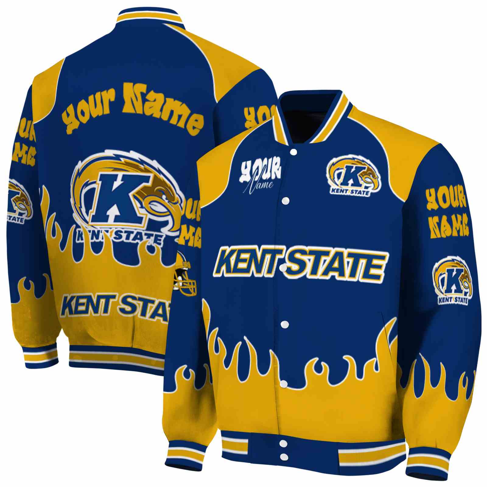 Kent State Golden Flashes Fire Graphic Navy Blue NCAA Jacket Customized For Football Fans