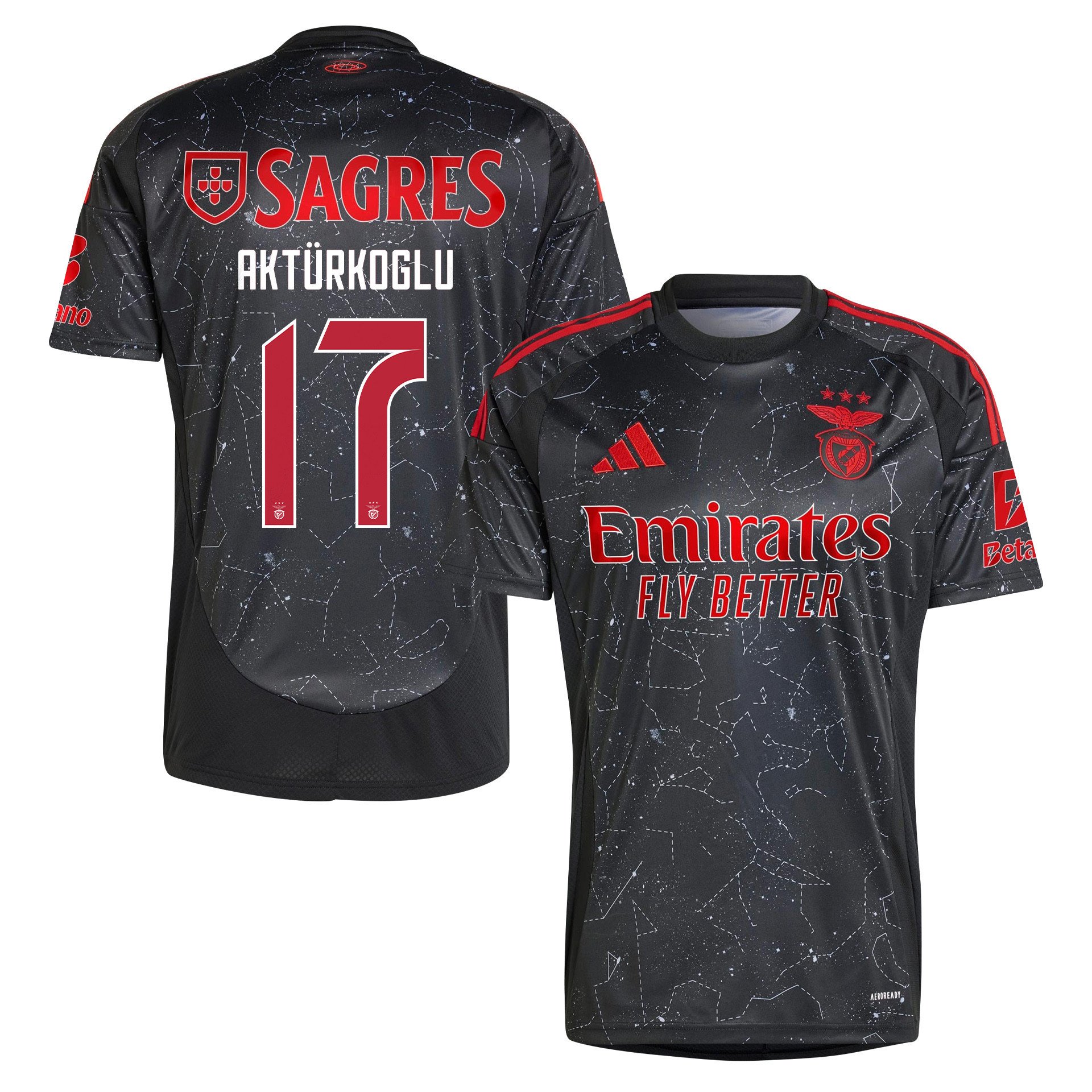 Kerem Aktrkoglu 17 S.L. Benfica 2024/25 Away Men Jersey - Black
