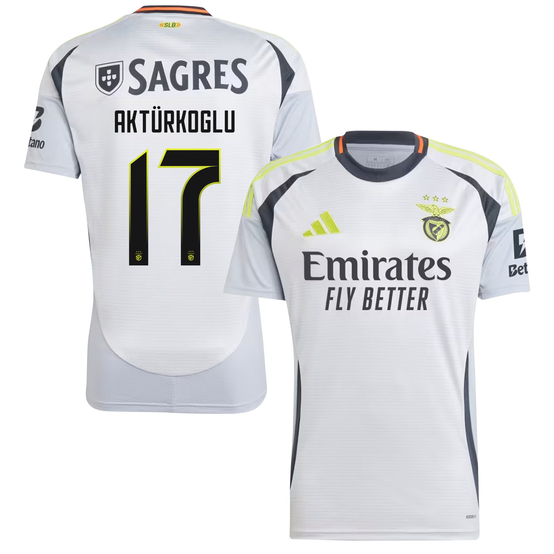 Kerem Aktrkoglu 17 S.L. Benfica 2024/25 Third Men Jersey - White