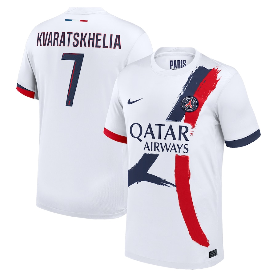 Khvicha Kvaratskhelia #7 Paris Saint-Germain 2024-25 Away Jersey - White