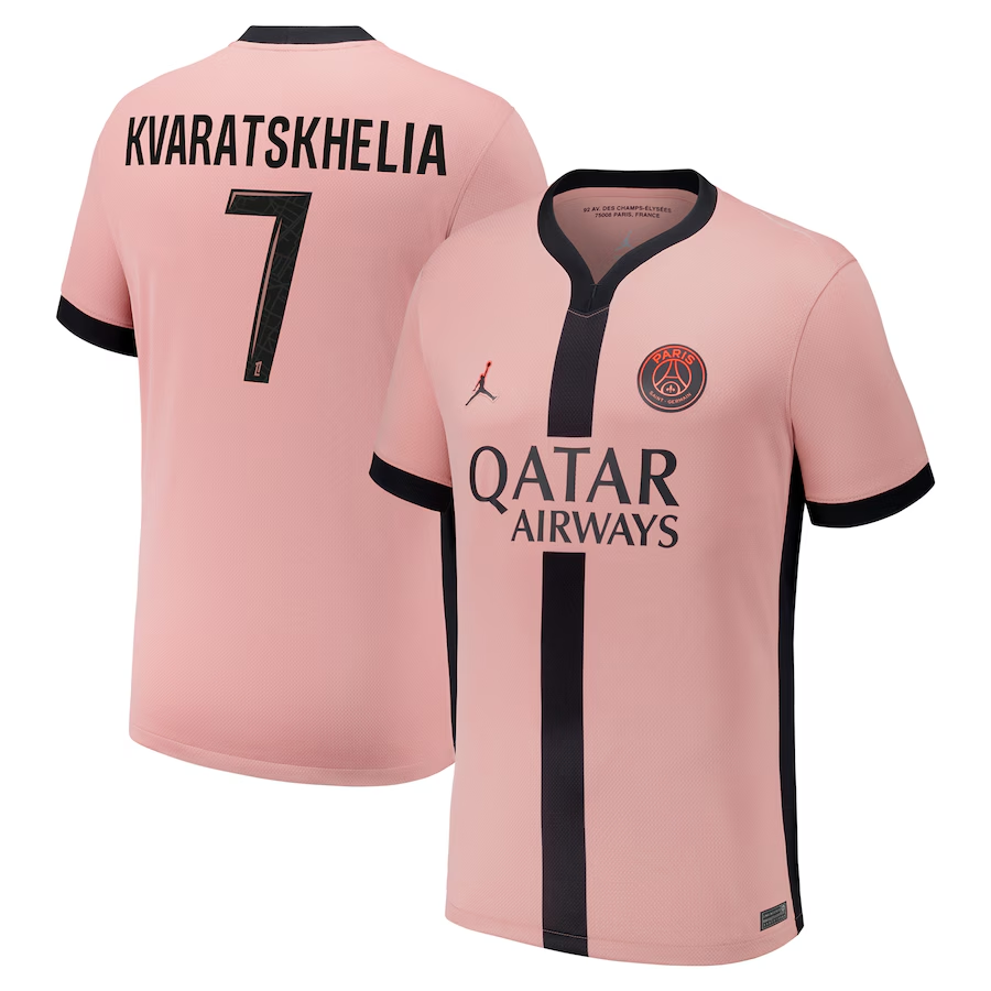 Khvicha Kvaratskhelia #7 Paris Saint-Germain 2024-25 Third Jersey - Pink