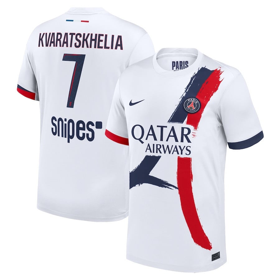 Khvicha Kvaratskhelia 7 Paris Saint-Germain 2024/25 Away Men Jersey - White