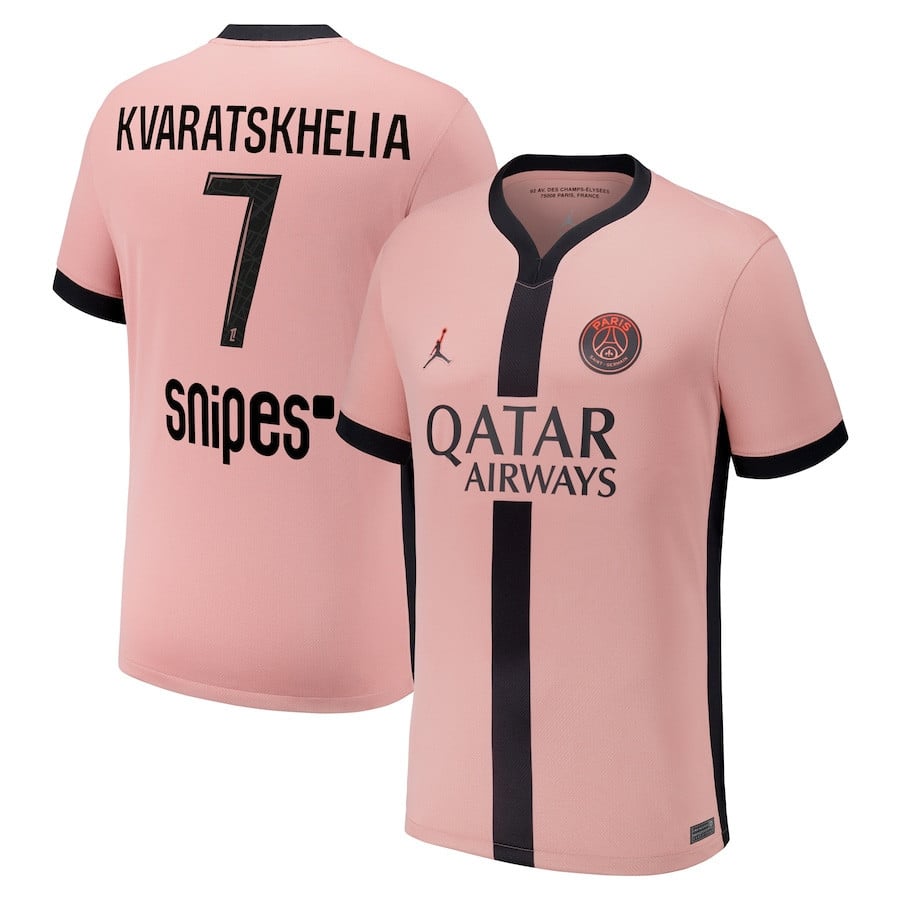 Khvicha Kvaratskhelia 7 Paris Saint-Germain 2024/25 Third Men Jersey - Pink