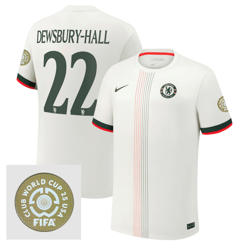 Kiernan Dewsbury-Hall 22 Chelsea 2025/26 FIFA Club World Cup 25 USA Patch Away Men Jersey - White