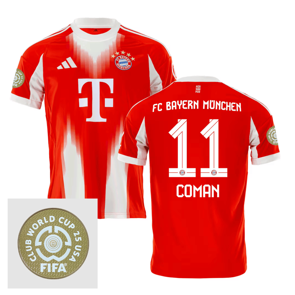 Kingsley Coman 11 Bayern Munich 2025/26 FIFA Club World Cup 25 USA Patch Home Men Jersey - Red