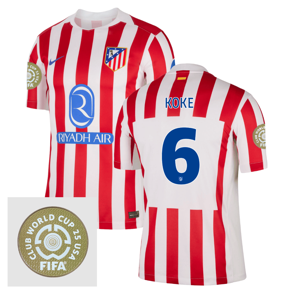 Koke 6 Atltico de Madrid 2025/26 FIFA Club World Cup 25 USA Patch Home Men Jersey - White/Red