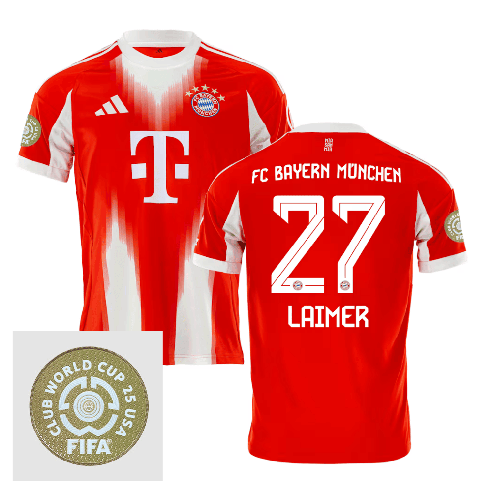 Konrad Laimer 27 Bayern Munich 2025/26 FIFA Club World Cup 25 USA Patch Home Men Jersey - Red