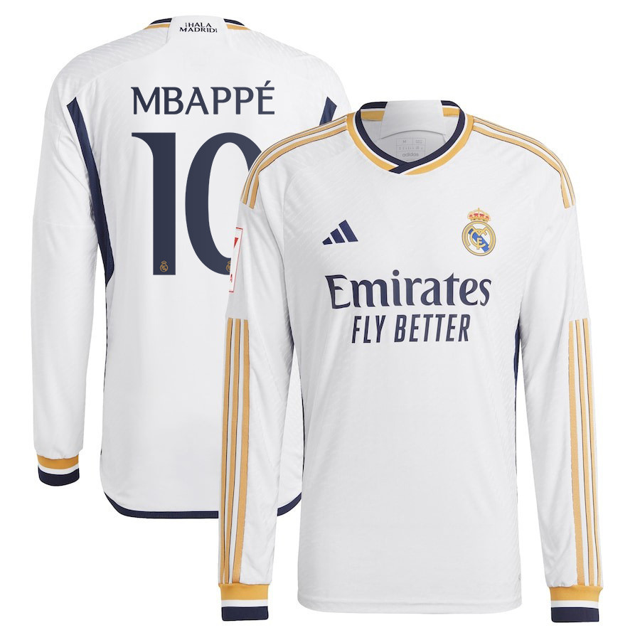 Kylian Mbappe 10 Real Madrid 2023-24 Home Jersey - Long Sleeve