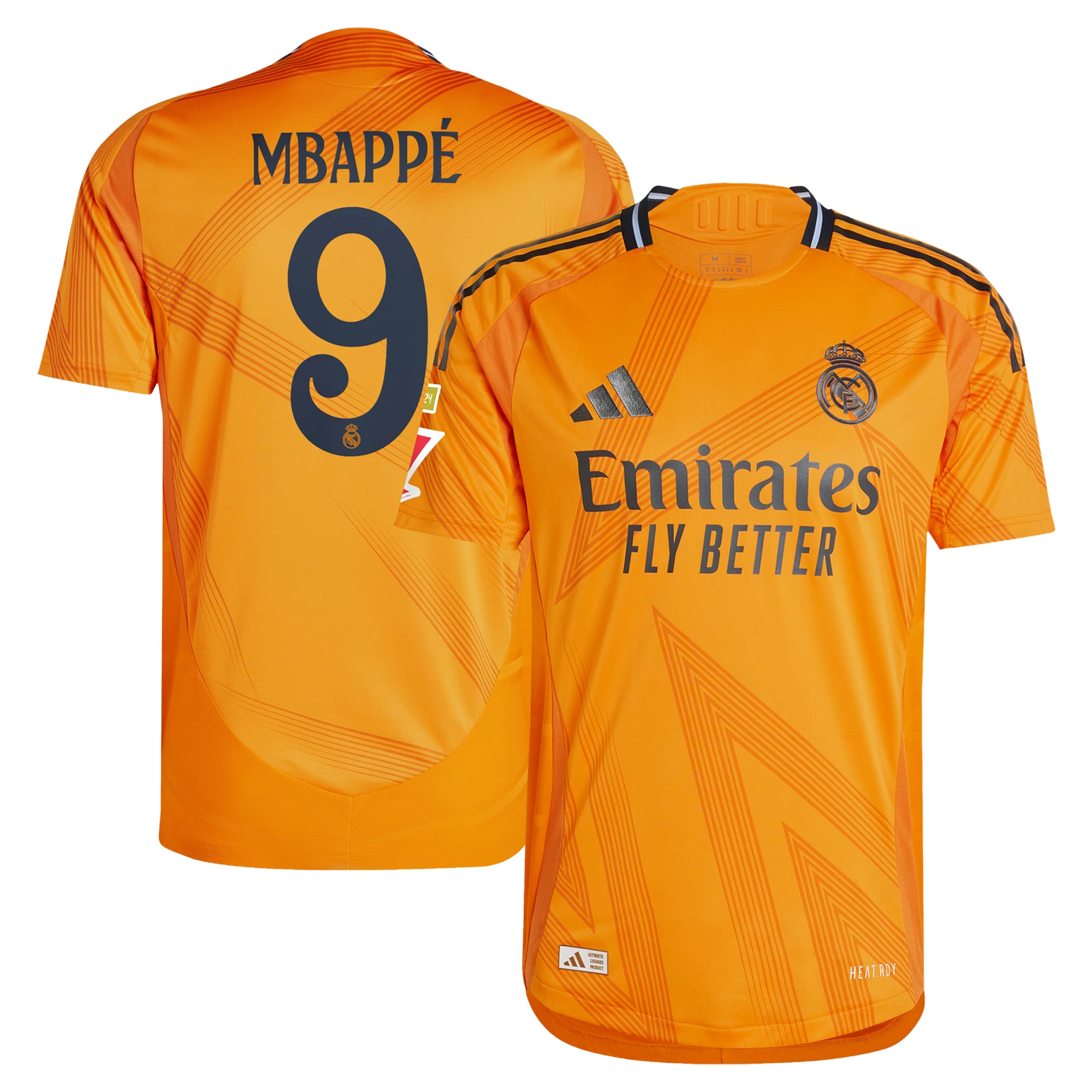 Kylian Mbappe Real Madrid adidas 2024/25 Away Authentic Jersey - Orange