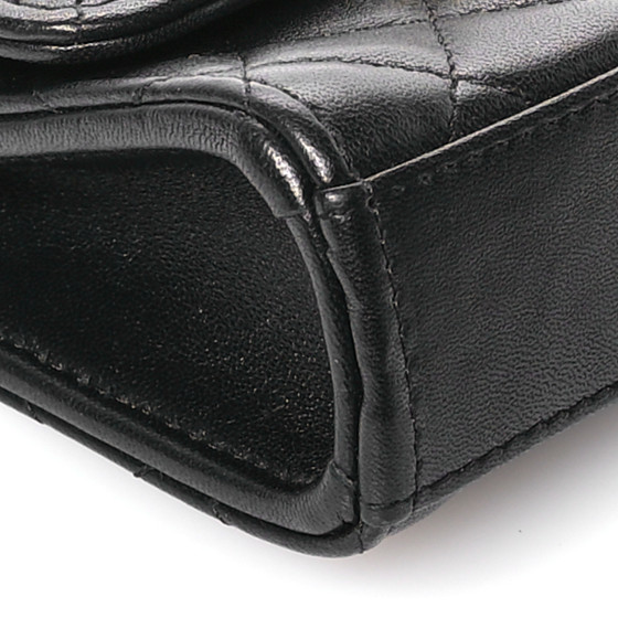Lambskin Enamel Quilted Mini Top Handle Flap Black - Image 9