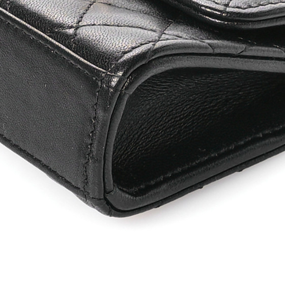 Lambskin Enamel Quilted Mini Top Handle Flap Black - Image 10