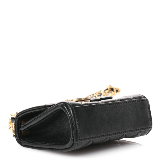 Lambskin Enamel Quilted Mini Top Handle Flap Black - Image 4