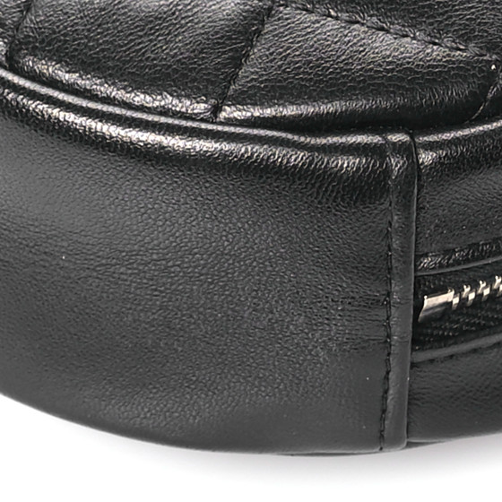 Lambskin Quilted Round Clutch With Chain Black - Image 10