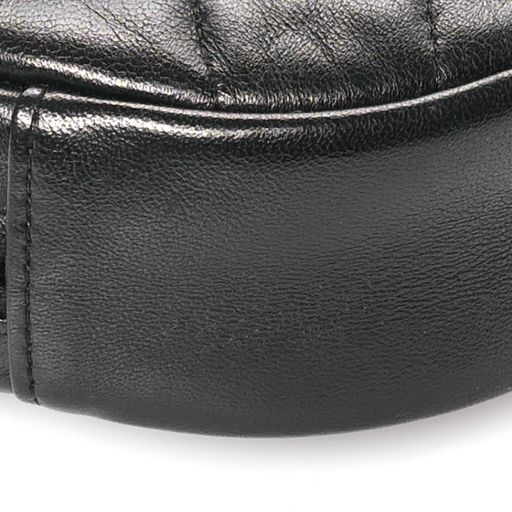 Lambskin Quilted Round Clutch With Chain Black - Image 9