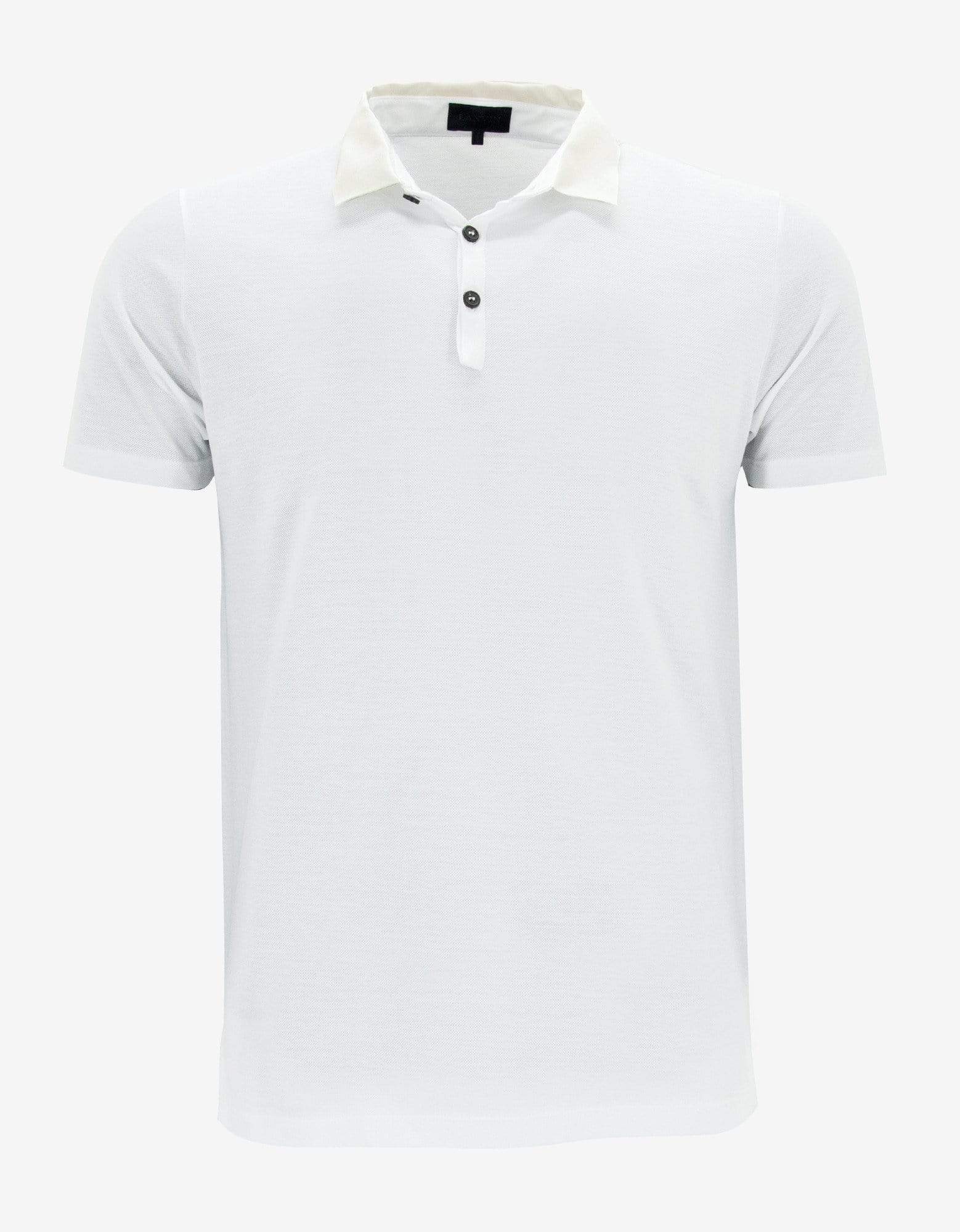 Lanvin White Slim Polo T-Shirt with Grosgrain Collar