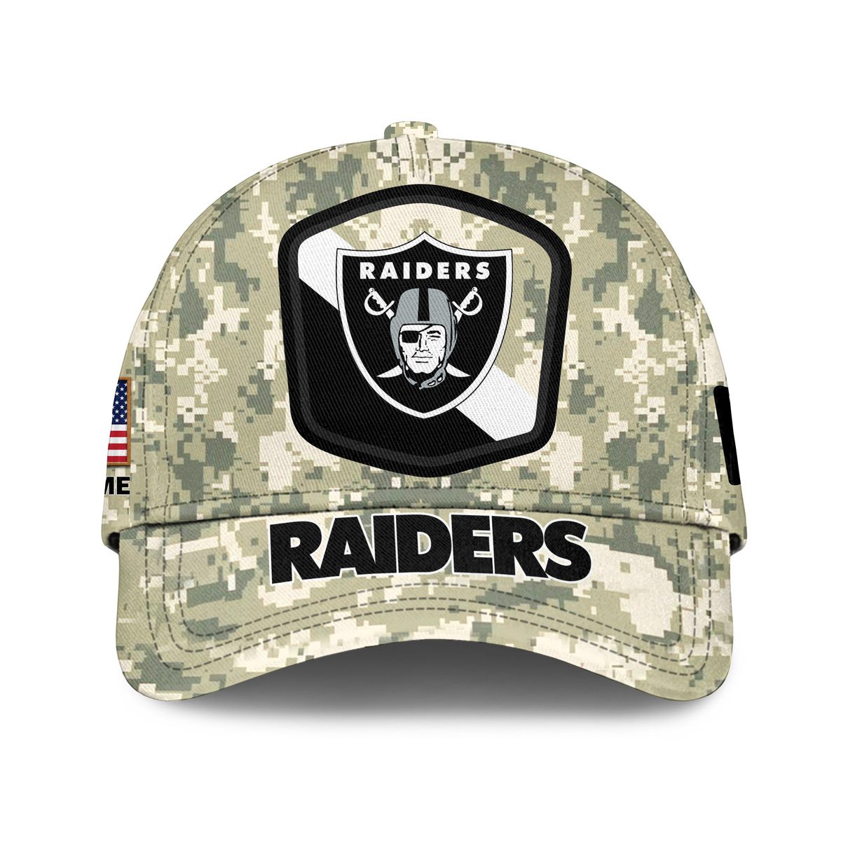 Las Vegas Raiders Camo Salute To Service Personalized Classic Baseball Cap