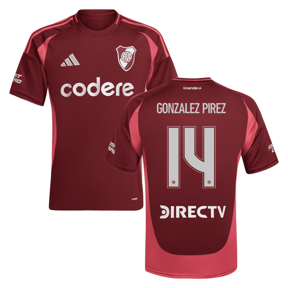 Leandro GonzÃ¡lez Pirez 14 River Plate 2024-25 Away Match Jersey - Crimson
