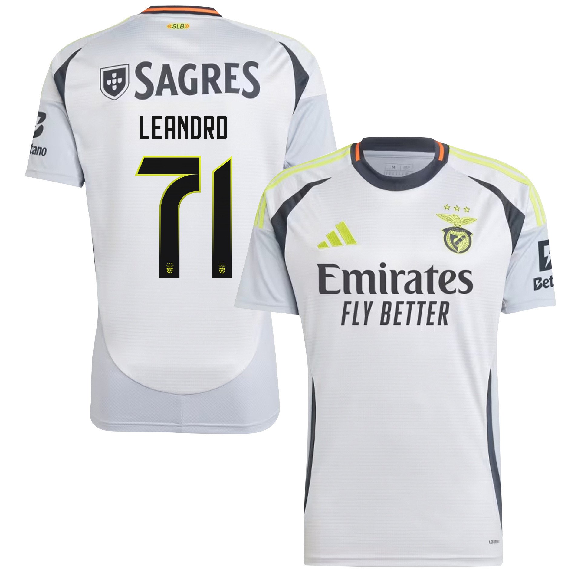Leandro Santos 71 S.L. Benfica 2024/25 Third Men Jersey - White