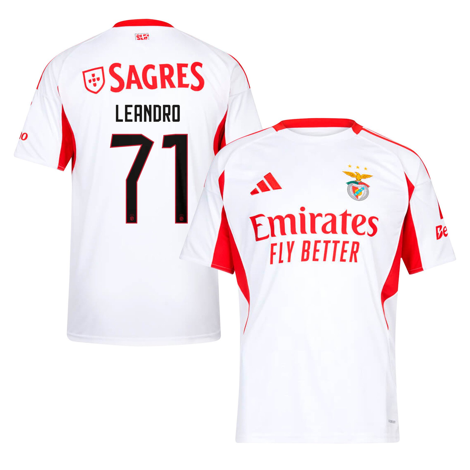 Leandro Santos 71 SL Benfica 2025/26 Away Men Jersey - White