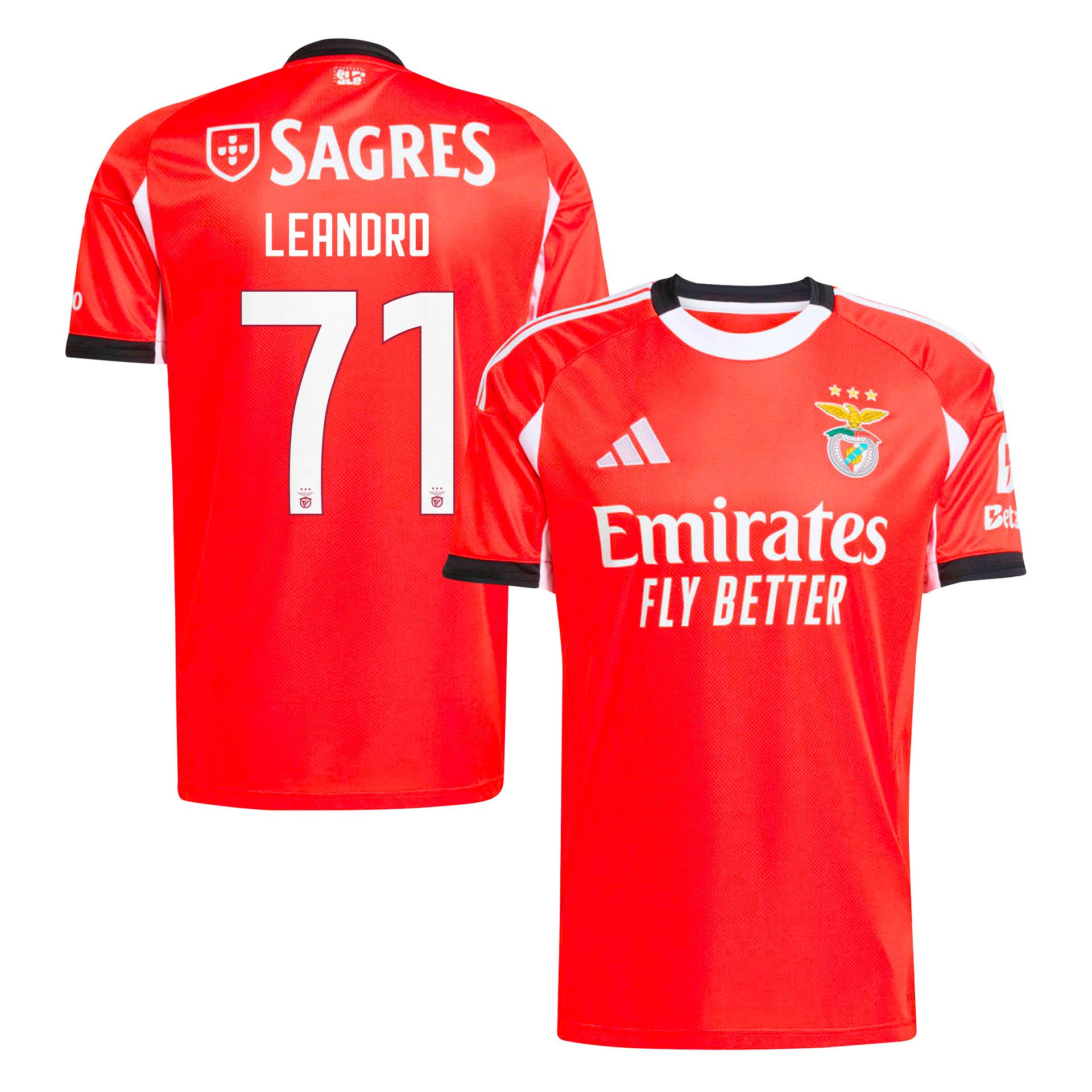 Leandro Santos 71 SL Benfica 2025/26 Home Men Jersey - Red