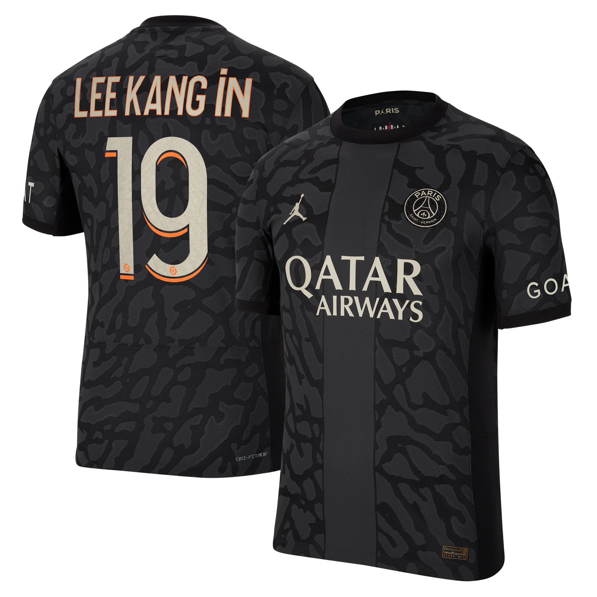 Lee Kang In Paris Saint-Germain Jordan Brand 2023/24 Third Match Authentic Player Jersey - Anthracite