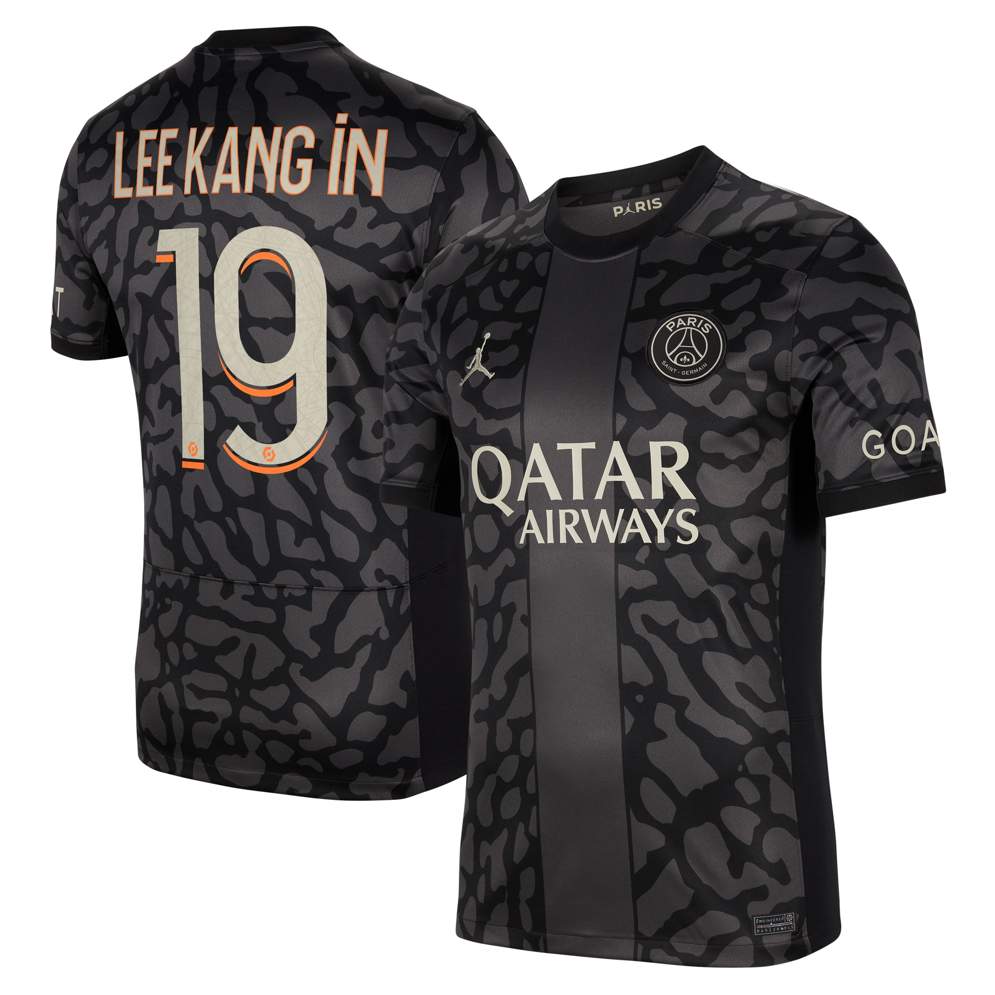 Lee Kang In Paris Saint-Germain Jordan Brand 2023/24 Third Stadium Replica Player Jersey - Anthracite
