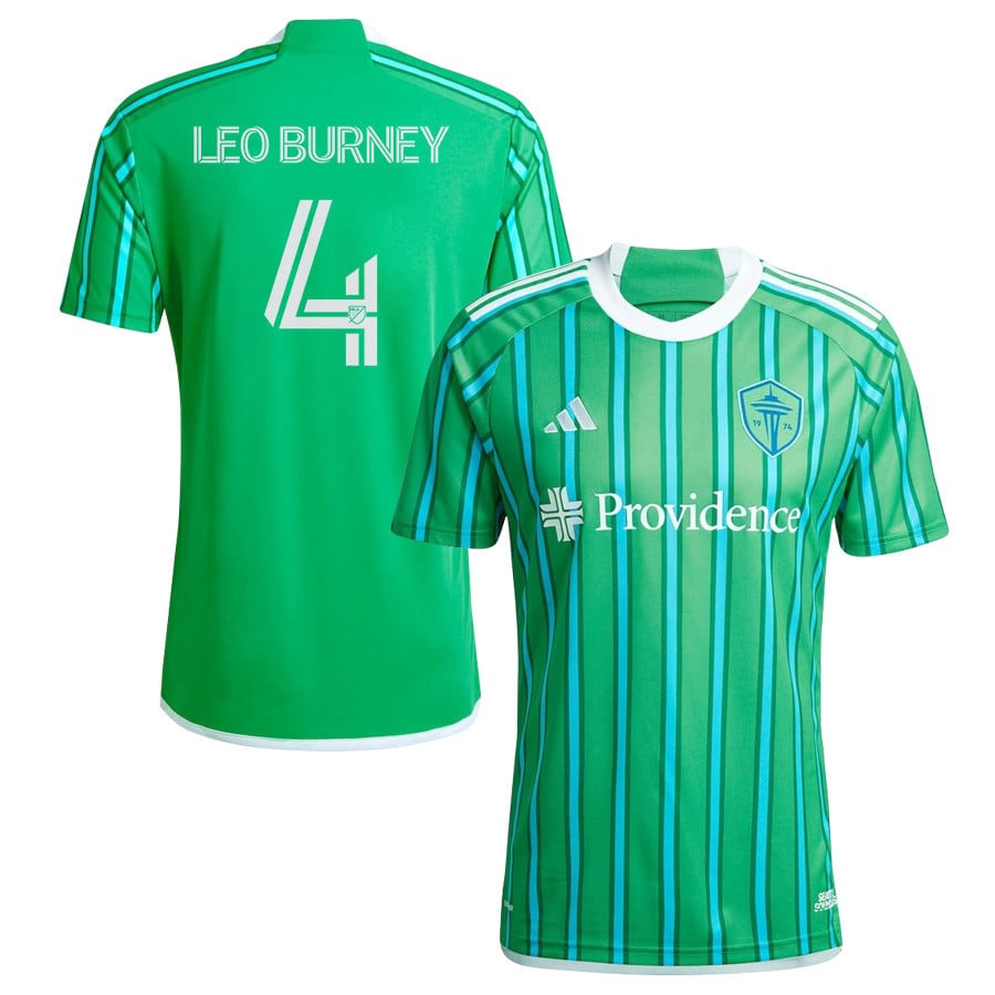 Leo Burney 4 Seattle Sounders FC 2024 The Anniversary Kit Men Jersey - Green