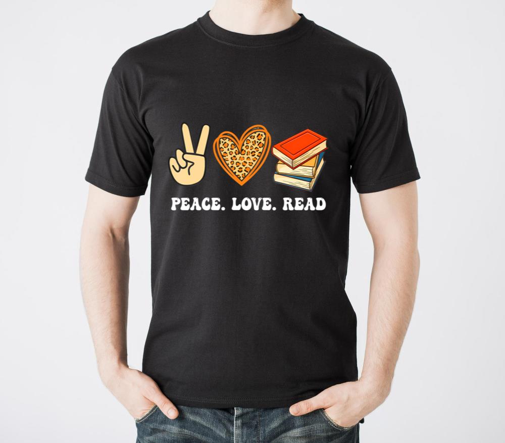 Leopard Peace Love Read Book Lover Librarian Bookw - Unisex Standard T-Shirt