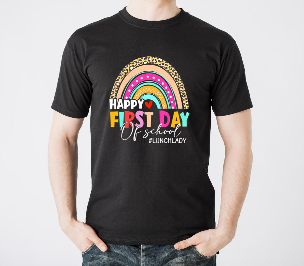 Leopard Rainbow Lunch Lady Welcome Back To School - Unisex Standard T-Shirt