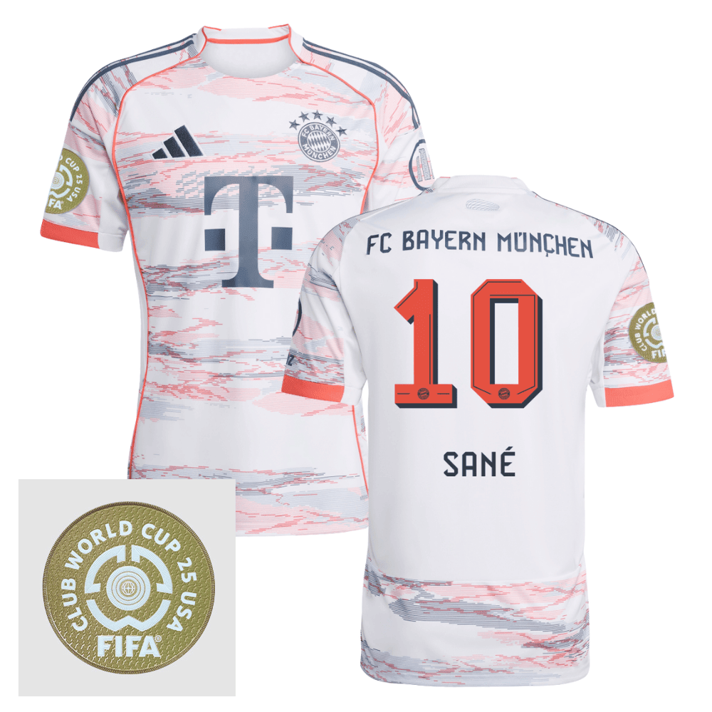 Leroy San 10 Bayern Munich 2025/26 FIFA Club World Cup 25 USA Patch Away Men Jersey - White