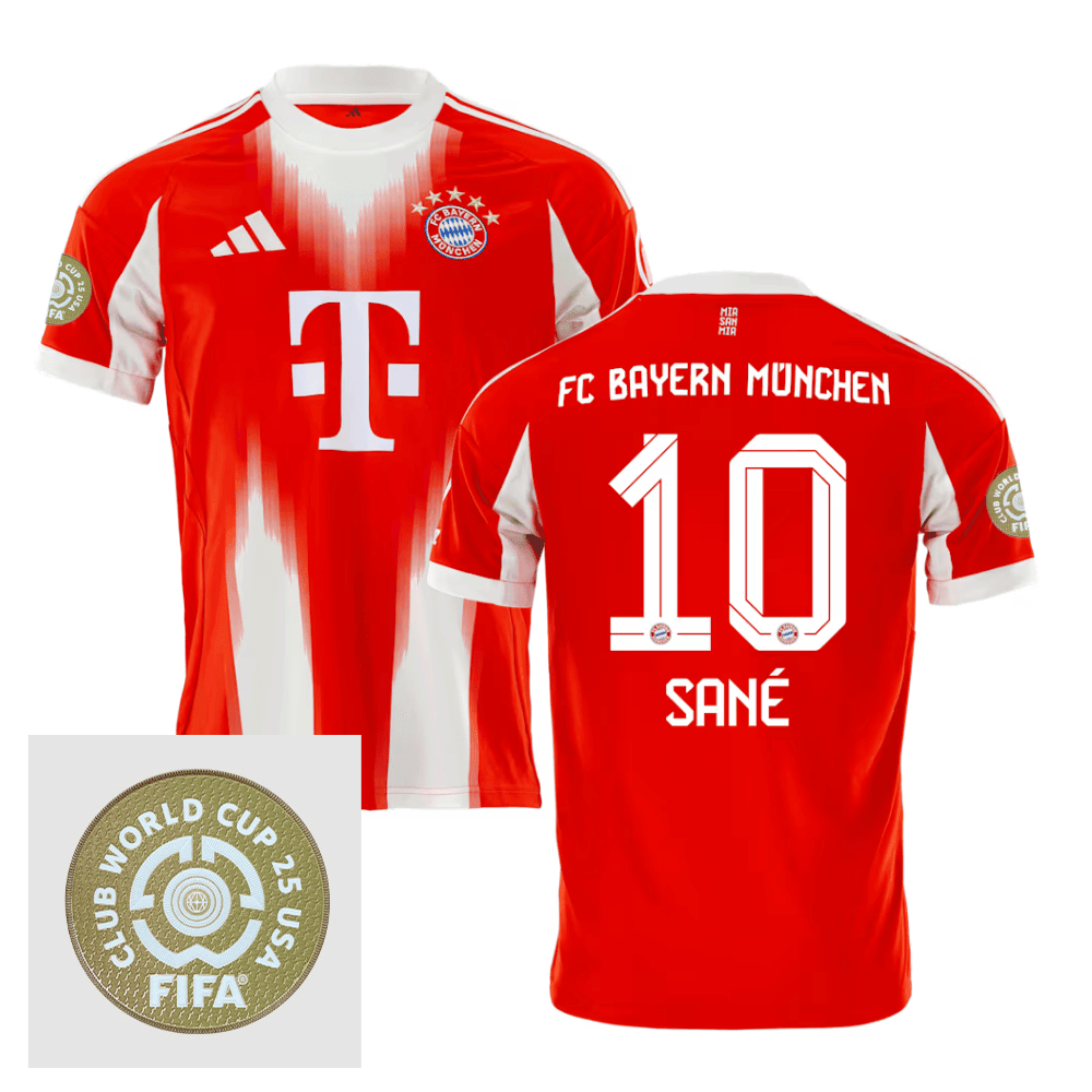 Leroy San 10 Bayern Munich 2025/26 FIFA Club World Cup 25 USA Patch Home Men Jersey - Red
