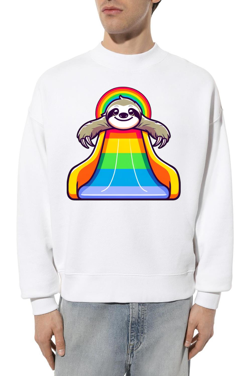 LGBTQ pride sloth rainbow slide_1 - Unisex Sweatshirt