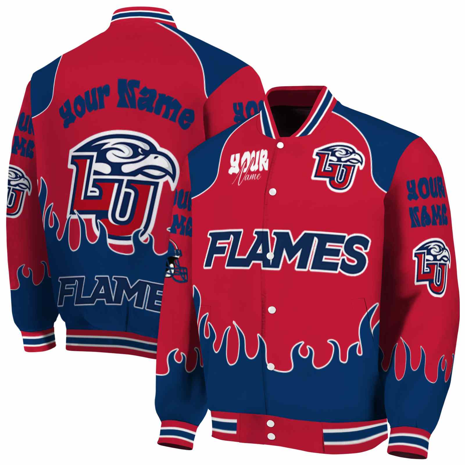 Liberty Flames Fire Graphic Red NCAA Jacket Custom For Football Fans