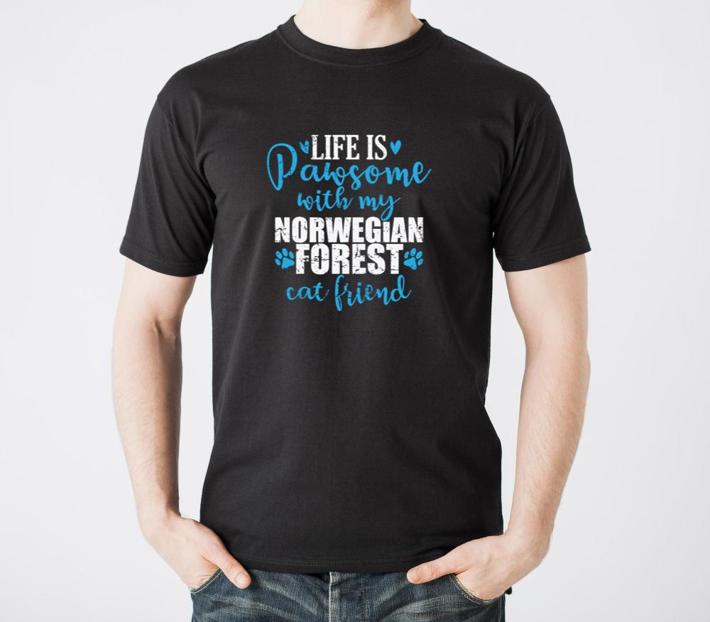Life is Pawsome with my Norwegian Forest Cat - Unisex Standard T-Shirt